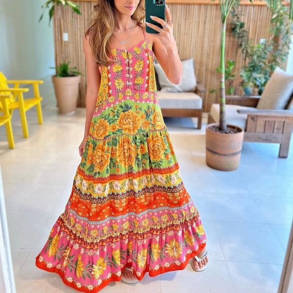 FARM Rio Long Flori Dress Size XS - Picture 2 of 10